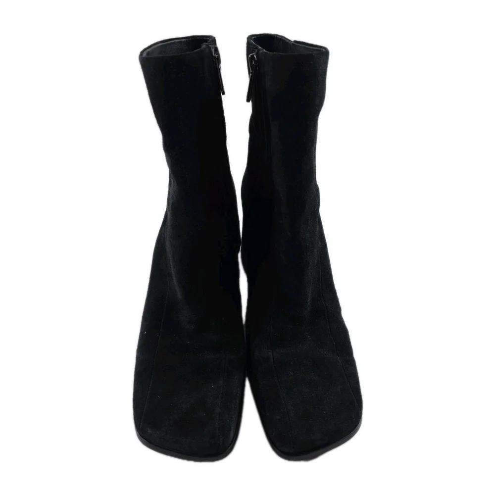 Sam Edelman Mayla Block Heel Squared Toe Seude Ankle Boot Zip Black Size 9M